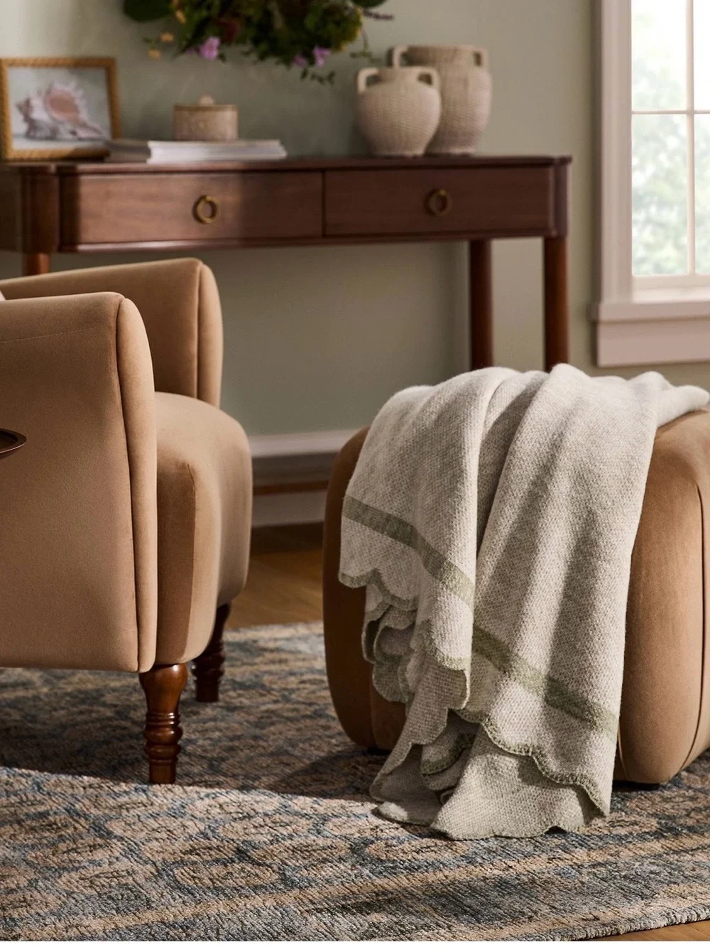 NEW! Scalloped Edge Throw  - Threshold designed with Studio McGee, Green